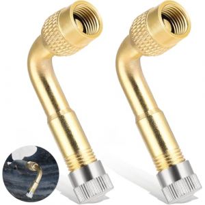 2 Pi&egrave;ces Extensions de Valve 90 degr&eacute;s, Adaptateur de Valve en Cuivre, Adaptateur Valve Pneu Raccord Prolongateur Coudee, pour Voiture, Moto, V&eacute;lo, Scooter (GIANDEL PTY, neuf)