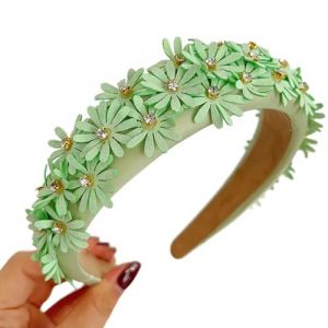 Serre-tête en tissu antidérapant avec motif tête de mort pour femme avec strass et fleurs (Ljiingky, neuf)