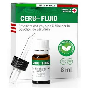 Gouttes Auriculaires Oreilles pour Bouchons de C&eacute;rumen 8ml - Ceru Fluid &Eacute;limination Accumulations de C&eacute;rumen - &Eacute;mollient Naturel Adjuvant avec Compte-Gouttes - Formule Huiles V&eacute;g&eacute;tales Made in Italy (Eurocali, neuf)