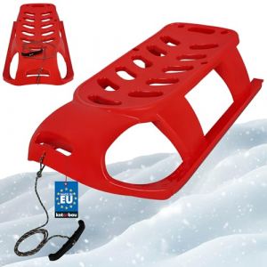 KOTARBAU&reg; Luge Enfant - Plastique - 87x45x26 cm - Rouge - Traineau Enfant - Luge &agrave; Neige - Traineau a Neige - avec Patins M&eacute;tal et Corde de Traction - Robuste et Stable (KOTARBAU, neuf)