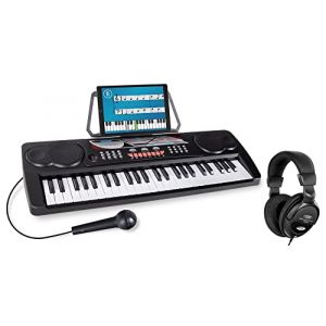 McGrey BK-4910BK Set Clavier D&eacute;butant - 49 touches pour d&eacute;butant avec 16 sons, 10 rythmes, 8 sons de percussion et 6 morceaux d&eacute;mo - incl. micro, pupitre et casque - Noir (Maison de la musique Kirstein, neuf)