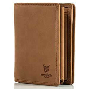 MATADOR Porte Monnaie Homme Cuir #TORONTO avec Noble Bo&icirc;te Cadeau, Luxe RFID Portefeuilles et Porte-Cartes Homme, Portefeuille Homme Cuir avec de Nombreux Compartiments &agrave; Cartes en Marron Clair (MATADOR LEDER "The German Brand", neuf)