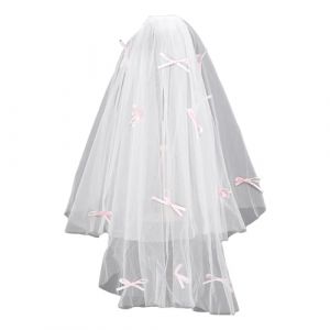 DINSOAVR Coiffe, nœud nœud voile de mariée, écharpe de tête, cadeaux de mariée, fête prénuptiale, nuit de mariage, voile de mariée pour future mariée (guangzhoujucikejiyouxiangongsi, neuf)