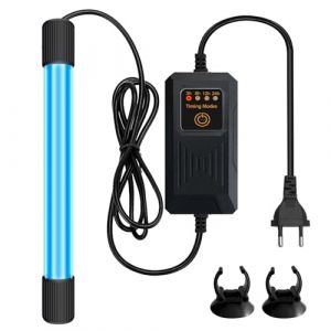 UV Aquarium Stérilisateur Lampe avec Minuterie, UV Submersible Lumière avec Ventouse, Lampe UV Anti-Bactéries, Lampe Stérilisatrice UV pour Nettoyer L'aquarium, Bocal à Poissons, L'étang (9W) (CEANNA, neuf)