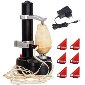 Éplucheur de Pommes de Terre Électrique, Éplucheur de Fruits et Légumes Automatique avec 6 Lames de Rechange, Adaptateur 6V Inclus (jianquanbaihuo, neuf)