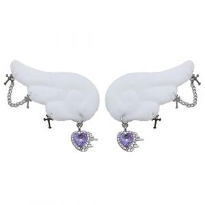 Charmante pince à cheveux en forme de croix en forme de cœur avec aile exquise épingle à cheveux décorative avec pendentif pour femme (bingmukeji, neuf)