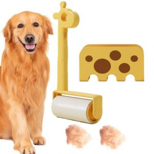 Rouleau &agrave; peluches pour animaux de compagnie - Particuli&egrave;rement collant - &Eacute;pilateur pour poils d'animaux - Brosse portable r&eacute;utilisable en forme de girafe - Pour chat, chien, maison, voyage (Rajaza, neuf)