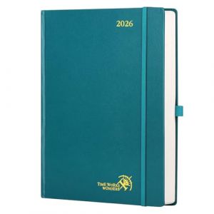 POPRUN Agenda 2026 Journalier A4 Grand Format 30,5 x 21,5 cm - Couverture Rigide, 1 Page par Jour, D'Jan 2026 à Déc 2026-12 Mois, Avec signet à 2 rubans, Papier 80 g/m², Pacifique Vert (Time Works Wonders, neuf)