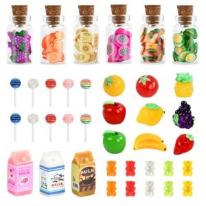 Mini Nourriture Jouet 1/12, 38 Pièces Mini Aliments pour Maison de Poupée, Ensemble de Nourriture Miniature, Nourriture et Boisson Miniatures (xinmaimaoyi, neuf)