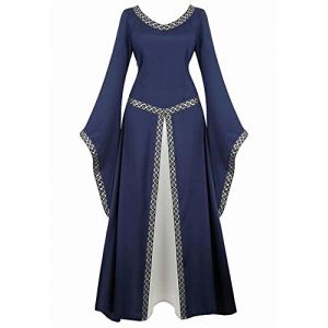 Jutrisujo Médiévale Renaissance Robes Maxi Parti Costume Vintage Déguisements Halloween Gothique Femmes Cosplay Déguisement Carnaval Victorien Bleu XS (jutrisujo corset, neuf)