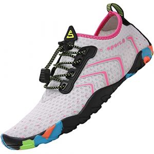 SAGUARO Chaussures Aquatiques Femme Séchage Rapide Chaussure de Plage Antidérapante Chaussure d'eau Chausson pour Sport Aquatique Baignade Surf Kayak, Rose Clair GR.40 (Baostyleshop, neuf)