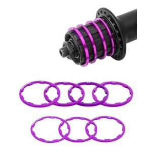 HUVZOR 7 pcs Entretoise de Cassette de vélo Entretoise de moyeu de Volant de vélo Rondelles de Roue Libre de vélo Réglage de vélo pédalier en Alliage daluminium pour vélo de Route et VTT, Violet (Volumetech OU, neuf)