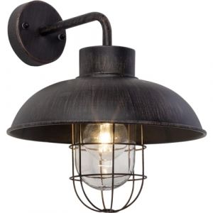Lightbox lampe murale d'extérieur | 29 x 24 cm | lampe murale d'extérieur protégée contre les éclaboussures (1 x E27 max. 60 W) | lampe vintage suspendue comme éclairage de porte d'entrée |en métal et (Lightbox-Shop, neuf)