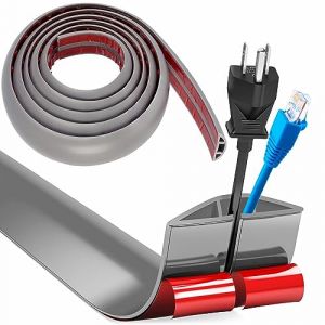 Cache Cable Sol, Petit Canal de Câble Flexible, 3.0M x 5cm Protege Cable Sol, Goulotte Passe Cable Sol Silicone, Cache Fil Électrique Sol Auto-Adhésif pour Tous Les Câbles(Gris) (HengRongSh-EU, neuf)