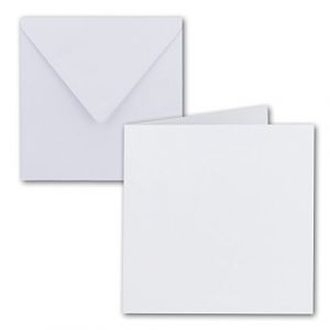 Lot de 75 cartes pliantes carrées, 15 x 15 cm, avec enveloppes, blanc brillant, collage humide, pour cartes de vœux, invitations, etc (GUSTAV NEUSER GmbH, neuf)