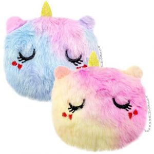 Lot de 2 Porte-Monnaies en Peluche, Petite Porte-Monnaie Fille | Sac &agrave; Monnaie en Peluche Cartoon avec Fermeture &Eacute;clair | Cadeau pour Femmes Filles et Enfants(Plissant Les Yeux, Violet et Rose Rouge) (TongYingWangLuoYingXiaoCeHuaYouXianGongSi, neuf)