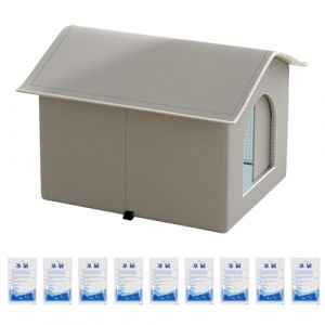 Krmoau Maison pour Chat Intérieur | Maison pour Chien Portable Rafraîchissante,Meuble Lit pour Animal De Compagnie Transportable Intérieur Extérieur Chaton Chiot Lapin Famille Amis Jeunes (cicrel, neuf)
