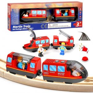 Train de locomotives à Piles, Train Electrique Enfant, Train motorisé pour Rails en Bois, Jouets De Train Magnétique pour Voie Ferrée en Bois Compatible avec Thomas, Brio, Chuggington, pour dès 3 Ans (LZYA-EU, neuf)