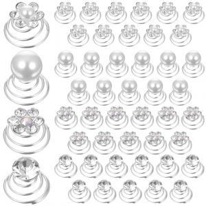 DOPENSPI Lot de 48 mini épingles à cheveux en spirale avec strass et perles - Pour mariage et mariée - Accessoires de coiffure pour femmes et filles (subtle fragrance, neuf)