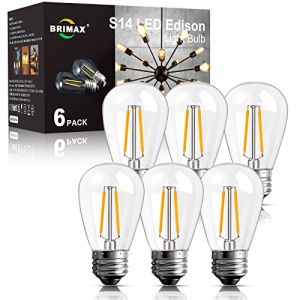 BRIMAX Ampoule LED E27 Blanc Chaud 2W=20W 2700K 200Lm AC220&ndash;240V LED Ampoule Vintage Rechange pour Guirlande Lumineuse S14 LED Lampe Ampoule Filament Ext&eacute;rieure Int&eacute;rieur D&eacute;cor No&euml;l Cour Lot de 6 (BrimaxFR, neuf)