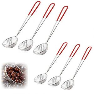 6 PCS Passoire, Cuill&egrave;re de Cuisine en Acier Inoxydable, Passoire &agrave; Fondue Chinoise Epuisette &agrave; Fondue, avec Poign&eacute;e Longue pour L&eacute;gumes, Champignons, Viande, Poisson 29 CM y 27 CM (Wqajly, neuf)