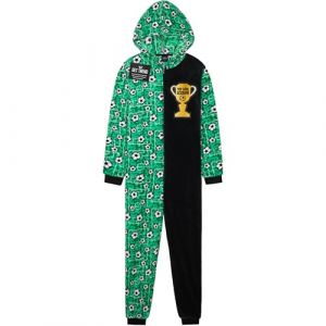 Get Trend Pyjama Grenouill&egrave;re Polaire Gar&ccedil;on et Ado, Tenue Cocooning &agrave; Capuche, Style Football, Id&eacute;e Cadeau Enfant (13-14 Ans, Vert Football) (Get Trend., neuf)