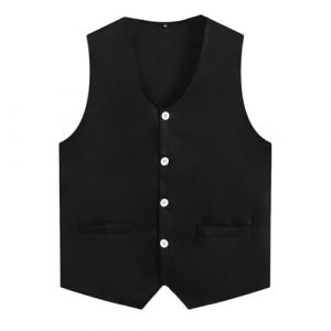 Freebily Gilet Costume d'honneur Gar&ccedil;on Enfant Fille Gilet C&eacute;r&eacute;monie Soir&eacute;e Formel Veste D&eacute;contract&eacute; sans Manches Sportwear Noir 11-12 Ans (MissPretty, neuf)