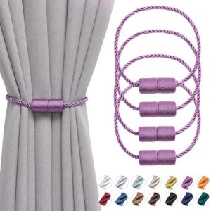 Pretty Jolly Lot de 4 embrasses de rideaux magnétiques de 40,6 cm faites à la main en corde latérale - Pratiques et décoratives - Pour fenêtre de maison et de bureau (violet) (PrettyJolly, neuf)