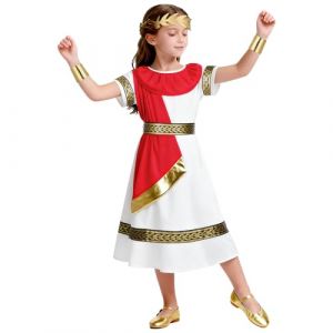 BSBUY Costume Empereur Romain pour Enfant Fille, Deguisement Centurion Romain avec Coiffe et Ceinture, Deguisement Legionnaire Romain D&eacute;guisement de Dieu Grec Enfants, Costume Carnaval Enfant (BSBUY, neuf)
