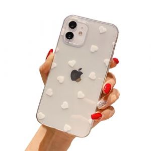 Einaily Coque pour iPhone 14, Anti-Jaunissement &eacute;tui de Protection Transparente Antichoc Souple TPU avec Motif Coeur d'amour Mignon Bumper Housse Anti-Rayures Protection Cam&eacute;ra Housse pour iPhone 14 (Ubeshine, neuf)