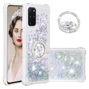 IMEIKONST Coque pour Samsung Galaxy S20 Plus &Eacute;tui avec Support, Paillette Strass Sable Mouvant Liquide Brillants Transparente TPU Silicone Bumper Housse pour Samsung S20+. Love Silver YBZ (IMEIKONST, neuf)