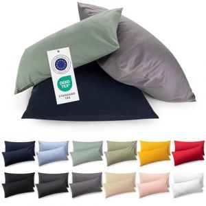 Blumtal Housse de Coussin Jersey 50x80 en Set de 2 - Housses de Coussin 50x80 en Coton 100% certifi&eacute;es Oeko-TEX - Housse de Coussin Douce 50x80 cm avec Fermeture &Eacute;clair - Rouge (Everbrent, neuf)