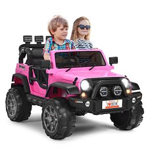 GOPLUS Voiture Electrique Enfants 2 Places, 4x4 Electrique Enfant 12V avec Télécommande 2,4G et MP3,4-6KM pour Enfant 3-8 Ans,Charge 50KG (Rose) (Augenstern24, neuf)