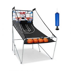 KOMFOTTEU Machine de Tir de Basket-Ball Pliable, Arcade Basket-Ball à Double Panier avec Compteur électronique, 8 en 1 Ensemble de Panier de Basket-Ball avec 4 Balles, 202 x 107 x 205 cm (Blanc) (Komfort GmbH, neuf)
