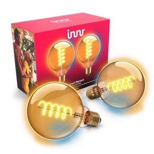 innr Ampoule Connect&eacute;e Zigbee E27, Fonctionne avec Hue* et Alexa (Pont Requis), Globe Filament Lampe, Blanc Chaud &agrave; Froid, Ampoules LED, Intensit&eacute; Variable, 640 lumens - 2 Pi&egrave;ces (Innr Lighting, neuf)