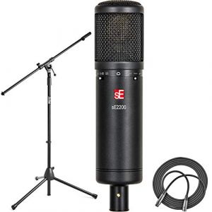 sE Electronics Micro &agrave; condensateur cardio&iuml;de &agrave; large diaphragme SE2200 avec support antichoc, filtre anti-pop + microphone Euro Boom + c&acirc;ble XLR (MusicScout, neuf)