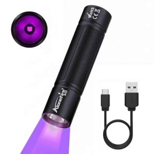 Alonefire SV127 Lampe Torche UV LED 395nm Petit USB C Rechargeable Mini Lampe Ultraviolet Lumiere Noire D&eacute;tecteur D'urine pour Resine, P&ecirc;che, Scorpion, Min&eacute;raux,Ambre avec Batterie Int&eacute;gr&eacute;e (Alonefire FR, neuf)