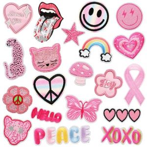 Woohome Broderie Patch Thermocollant, 20 PCS Rose Mélangé Autocollant de Patch Appliques Ecussons à Coudre Transferts Ecusson Thermocollant ou Ecusson à Coudre pour Vêtement T-shirt Jeans Veste (CXiong, neuf)