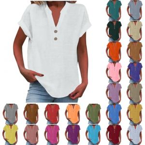 Vente Flash du Jour Solde Beau Tee Shirt Femme Habille Grande Taille Blouse Tablier Chemisier Lin &Eacute;t&eacute; T Brillant Noir Dentelle Haut Ete Fluide Blanc Sequin Vintage Team Bride Top (Uwdiohq, neuf)