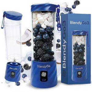 Blender portable BlendyGo3, Mixeur, Blender Smoothie rechargeable USB, Mixeur Smoothie puissant sans fil, Mini Blender pour smoothies et jus, sans BPA (Bleu) (BlendyGo, neuf)