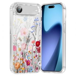 Saqmkil Coque Magn&eacute;tique pour iPhone Air/iPhone 17 Air 6,5", Compatible avec MagSafe, Aesthetic Motif Fleur Dessin Fille Etui, Transparente Souple Silicone Mince TPU Case Antichoc Housse Cover, Rose 2 (HEILALA VANILLA, neuf)