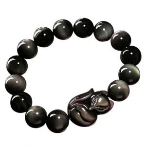 Bracelet Feng Shui, bracelet de richesse Feng Shui, dieu renard, obsidienne arc-en-ciel, talisman, breloque renard porte-bonheur, bracelet en cristal perlé, amulette chakra for l'amour, l'attraction, (WjuBxguo, neuf)