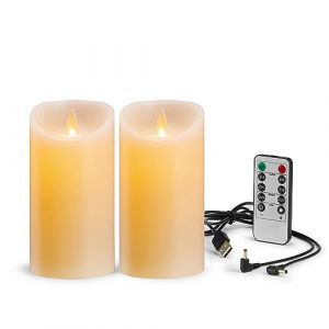 Koelaa Bougie LED, Bougies LED Rechargeables, 2 Paquets, Rechargeable Bougie LED avec USB Chargeur Cable, Bougies LED sans Flamme, Bougie Rechargeable avec Télécommande, Bougies de Noël-7.5 * 10cm (SiLaiSheng, neuf)