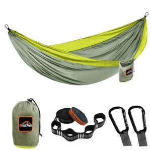 AnorTrek Camping Hammock, hamac Parachute Double ou Simple avec Deux Sangles d'arbre, hamac Portable l&eacute;ger pour Le Camping, la randonn&eacute;e et Le Sac &agrave; Dos. (Anortrek Direct, neuf)