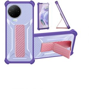 Aroepurt Coque pour Infinix Note 12 2023 Coque &Eacute;tui Case Cover Hybride [avec Protection d'&eacute;cran en Verre tremp&eacute;] [Support magn&eacute;tique Pliable] [givr&eacute; r&eacute;sistant aux Empreintes digitales] Violet (Huayijie-eu, neuf)