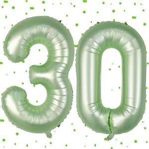 Ballon en air vert sauge 30, Ballon chiffre vert olive, Ballon feuille vert sauge 30 pouces, Ballon chiffre vert sauge 30, Ballon h&eacute;lium 101 cm chiffre 30 Ballon gonflable 30 pour d&eacute;coration (Estam Store, neuf)