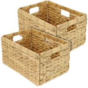 HMF Panier de rangement, panier tress&eacute; en jacinthe d'eau | lot de 2 | adapt&eacute; pour Billy | 35 x 25 x 20 cm (hmf_shop, neuf)