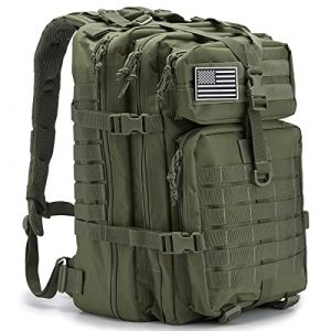 QT&QY Sac &agrave; dos tactique militaire 45L pour hommes, camping, randonn&eacute;e, trekking, sac &agrave; dos de survie MOLLE, sac d'assaut 3 jours (Panda Outdoor Explorer-FR, neuf)