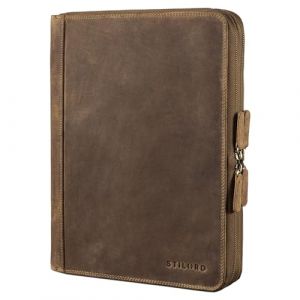 STILORD 'Ferris' Organiseur A4 Cuir Conférencier XL Vintage Housse Ordinateur 13,3 Pouces Classeur Homme Femme Portfolio Carnet Porte Bloc Cuir Véritable, Couleur:marron moyen (STILORD Cuir, neuf)