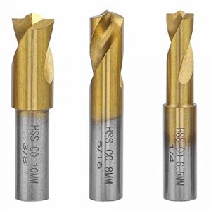 Treki 3pcs Forets à Souder par Point Forets à Souder à Point de Soudure 6.5mm/8mm/10mm Fraise à Dépointer HSS CO Forage de Soudure par Points Kit pour Enlever les Joints de Soudure en Tôle (Treki, neuf)